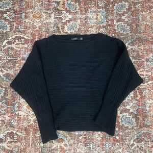 Lauren Ralph Lauren black 90s minimalist ribbed normcore boat neck sweater S
